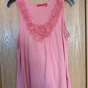 Elle top with raw edge embellishment